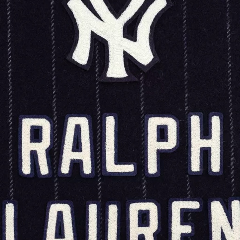 Ralph Lauren Dark Blue Scarf with White Stripes - Picture 4 of 5